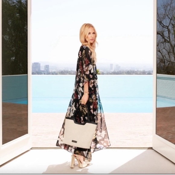 Rachel Zoe Capri Canvas Bag Natural Black Vegan Leather Trim NWT - Picture 13 of 14